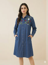 Load image into Gallery viewer, Denim Dress Embroideried (soft denim fabric) 1836