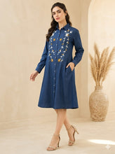 Load image into Gallery viewer, Denim dress full sleeve embroidery 1836-3