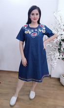 Load image into Gallery viewer, Denim dress Half Sleeve With Embroidery 1830-2B