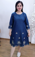 Load image into Gallery viewer, Denim dress Full Sleeve With Embroidery 1924-1A