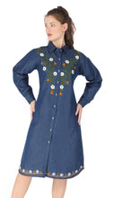 Load image into Gallery viewer, Denim dress full sleeve embroidery 1836-9