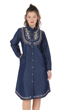 Load image into Gallery viewer, Denim dress full sleeve embroidery 1820-3