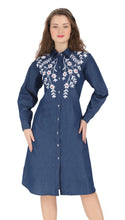 Load image into Gallery viewer, Denim dress full sleeve embroidery 1836-10