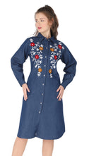 Load image into Gallery viewer, Denim dress full sleeve embroidery 1836-8