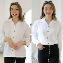 Load image into Gallery viewer, Women full sleeve shirt with Big Button-White