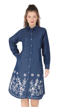 Load image into Gallery viewer, Denim dress full sleeve embroidery 1836-7