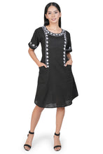 Load image into Gallery viewer, Cotton Round Neck Emb - Black 1851