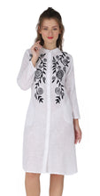 Load image into Gallery viewer, Women Embroidered Dress with side pockets 1904-2 White