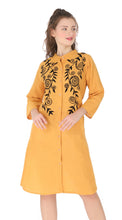 Load image into Gallery viewer, Women Embroidered Dress with side pockets 1904-2 Yellow