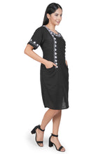 Load image into Gallery viewer, Cotton Round Neck Emb - Black 1851