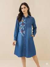 Load image into Gallery viewer, Denim Dress Embroideried (soft denim fabric) 1828