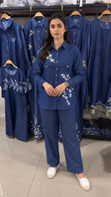 Load image into Gallery viewer, Denim Cordset Enhanced with Exquisite Embroidery 05
