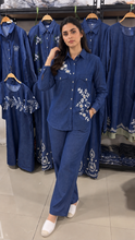 Load image into Gallery viewer, Denim Cordset Enhanced with Exquisite Embroidery 05