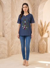 Load image into Gallery viewer, Embroideried Denim Top - 3008
