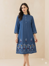 Load image into Gallery viewer, Denim Dress Embroideried (soft denim fabric) 12