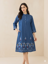 Load image into Gallery viewer, Denim Dress Embroideried (soft denim fabric) 12