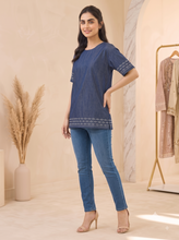Load image into Gallery viewer, Embroideried Denim Top - 3007