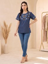 Load image into Gallery viewer, Embroideried Denim Top - 3014