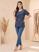 Load image into Gallery viewer, Embroideried Denim Top - 3010