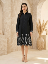 Load image into Gallery viewer, Cotton Shirt Border Emb Black 1848