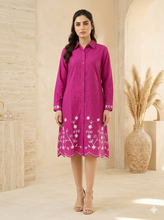 Load image into Gallery viewer, Cotton Shirt Border Emb - Pink