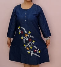 Load image into Gallery viewer, Denim Dress Embroideried (soft denim fabric) 14