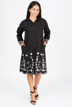 Load image into Gallery viewer, Cotton Shirt Border Emb Black 1848