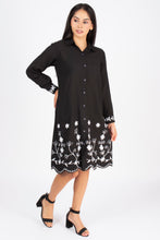 Load image into Gallery viewer, Cotton Shirt Border Emb Black 1848