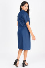 Load image into Gallery viewer, Half sleeve Denim Dress Kurti with side pockets 1369-2