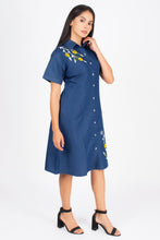 Load image into Gallery viewer, Half sleeve Denim Dress Kurti with side pockets 1369-2
