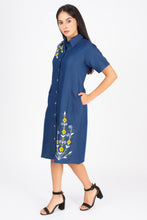 Load image into Gallery viewer, Half sleeve Denim Dress Kurti with side pockets 1369-2
