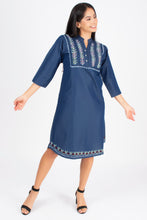 Load image into Gallery viewer, Denim Dress Embroideried (soft denim fabric) 1905-2