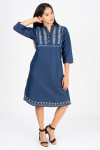 Load image into Gallery viewer, Denim Dress Embroideried (soft denim fabric) 1905-2