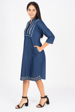 Load image into Gallery viewer, Denim Dress Embroideried (soft denim fabric) 1905-2