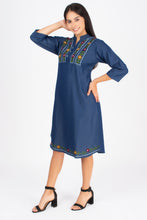 Load image into Gallery viewer, Denim Dress Embroideried (soft denim fabric) 1905-3