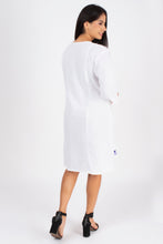 Load image into Gallery viewer, Full Sleeve Cotton Dress Kurti with 3 Button Embroidery - 1852-2 White