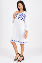 Load image into Gallery viewer, Full Sleeve Cotton Dress Kurti with 3 Button Embroidery - 1852-2 White