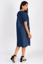 Load image into Gallery viewer, Denim Dress Embroideried (soft denim fabric) 1923-2