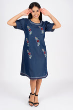 Load image into Gallery viewer, Denim Dress Embroideried (soft denim fabric) 1923-2