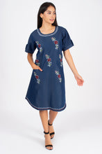Load image into Gallery viewer, Denim Dress Embroideried (soft denim fabric) 1923-2