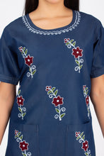 Load image into Gallery viewer, Denim Dress Embroideried (soft denim fabric) 1923-2