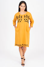 Load image into Gallery viewer, Full Sleeve Cotton Dress Kurti with 3 Button Embroidery - 1852-2 Yellow