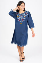Load image into Gallery viewer, Denim Dress With Embroideried (Soft Denim Fabric) - 1924-4