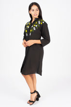 Load image into Gallery viewer, Women Embroidered Dress with Side Pockets - Black