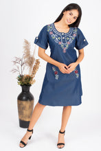 Load image into Gallery viewer, Denim Dress Embroideried (soft denim fabric) 1923-3