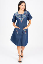 Load image into Gallery viewer, Denim Dress Embroideried (soft denim fabric) 1923-3