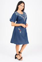 Load image into Gallery viewer, Denim Dress Embroideried (soft denim fabric) 1923-3