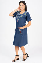 Load image into Gallery viewer, Denim Dress Embroideried (soft denim fabric) 1923-3