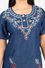 Load image into Gallery viewer, Denim Dress Embroideried (soft denim fabric) 1923-3