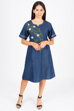 Load image into Gallery viewer, Denim long kurti half sleeve Notch V neck New 9